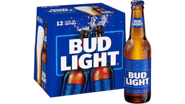 Bud Light Beer Bottles 12 oz, 12 pk