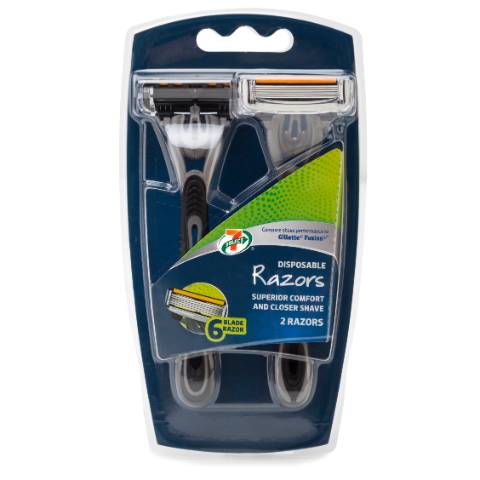 7-Select Men's 6 Blade Disposable Razors (2 ct)