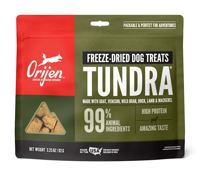 ORIJEN Tundra Recipe Grain Free High Protein Freeze Dried Dog Treats, 3.25 oz.