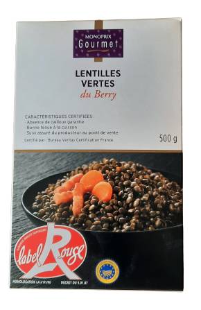 Monoprix - Lentilles vertes du berry (500g)
