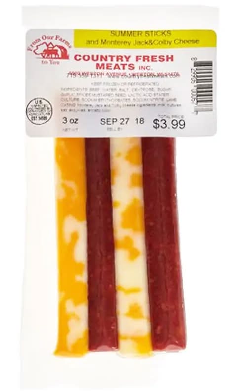 Country Fresh Meats Summer Sausage Stick with Monterey and Colby Jack Cheese