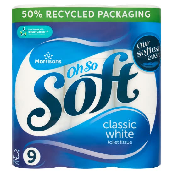 Morrisons White, Oh So Soft Classic Toilet Tissue (9 pack)