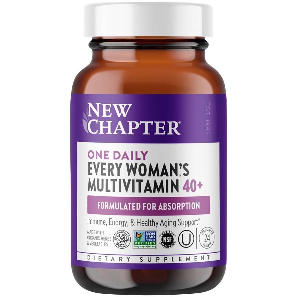 Organic Multivitamin For Every Woman 40+ - Whole-Food Complex - Once Daily (24 Tablets)