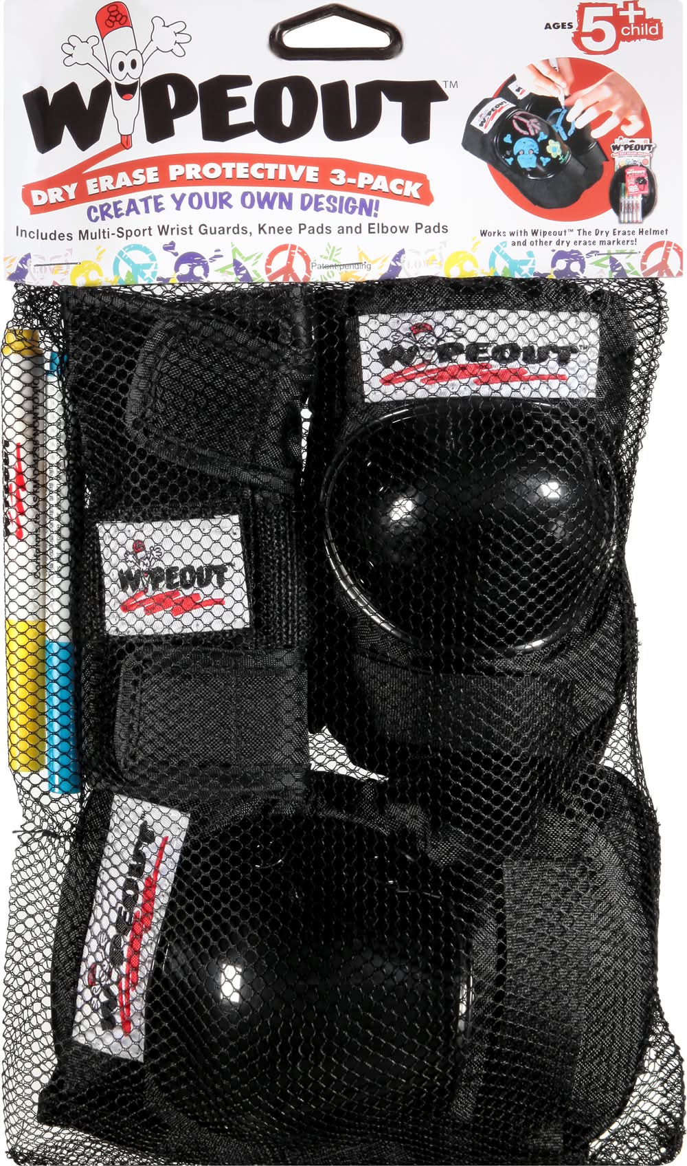 WipeOut Child Black Dry Erase Protective Ages 5 +, Black (3 ct)