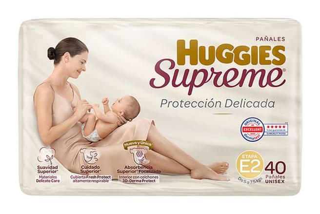 Huggies · Supreme pañales desechables para bebé, Etapa 2 (40 un)