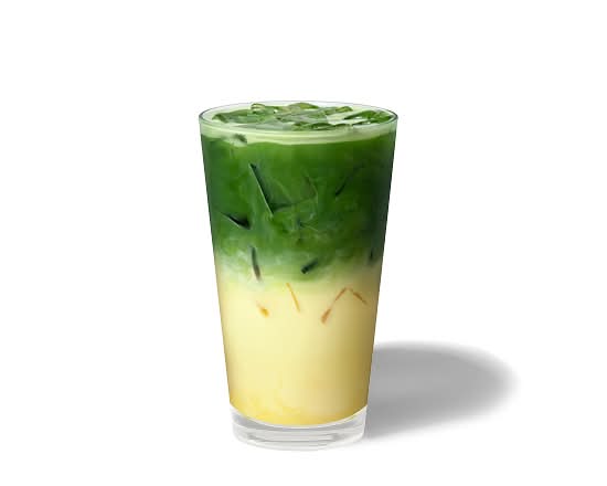 Iced Caramelised Banana Flavour Matcha Latte