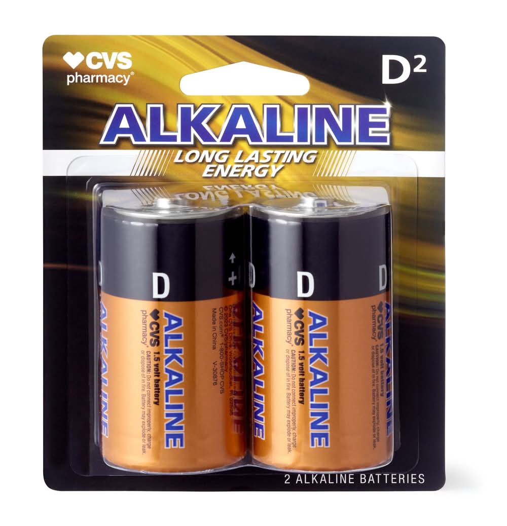 CVS Pharmacy D Alkaline Long Lasting Batteries (5.47 oz, 2 ct)