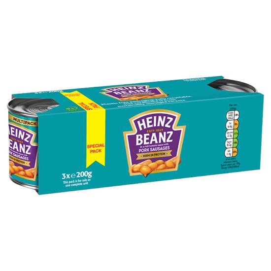 Heinz Beanz in a Rich Tomato Sauce With Pork Sausages (3ct)