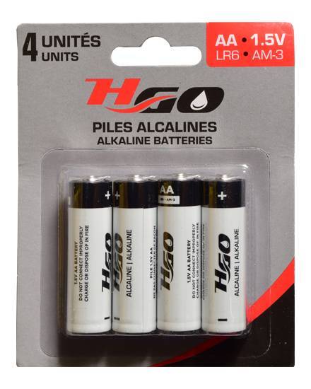 H-Go Piles Alkaline Batteries 1.5 V, AA (4 ct)