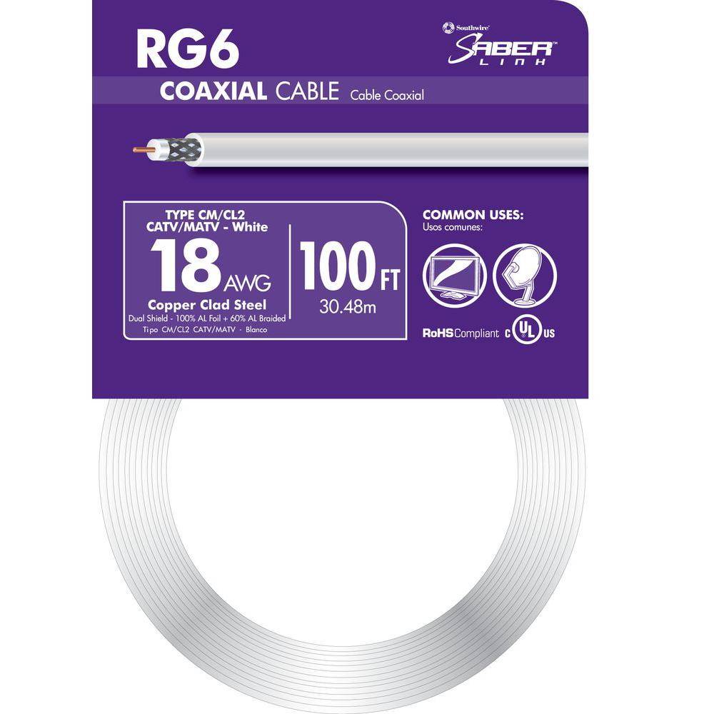 Southwire 100-ft 18 Rg6 White Coaxial Cable (By-the-roll) | 56918343