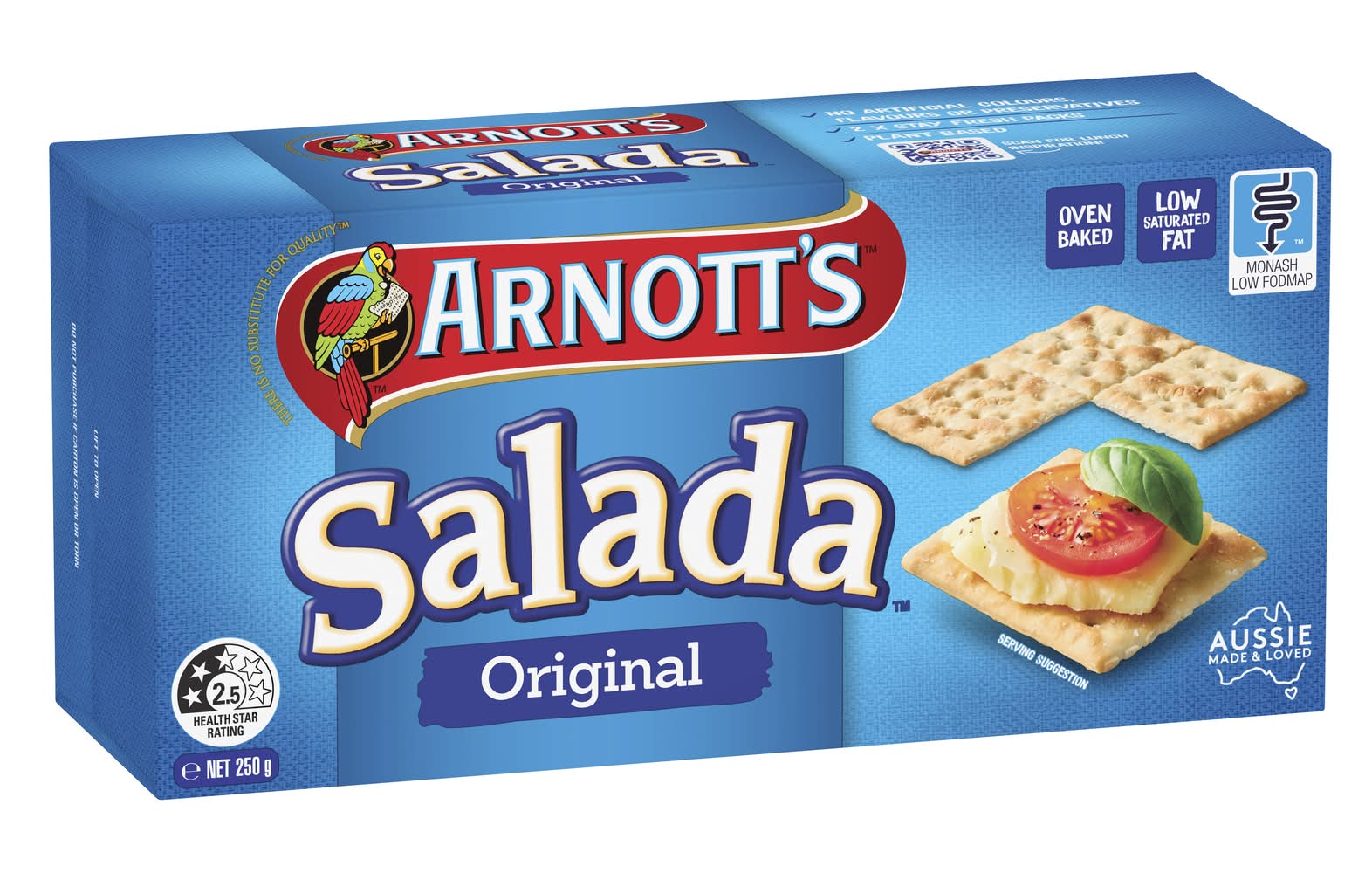 Arnott's Salada Crispbread Oven Baked Crackers, Original (250g)