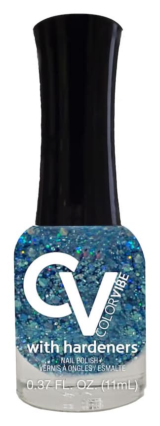 Color Vibe Glitter Nail Polish With Hardeners, Ice Blue (0.37 fl oz)
