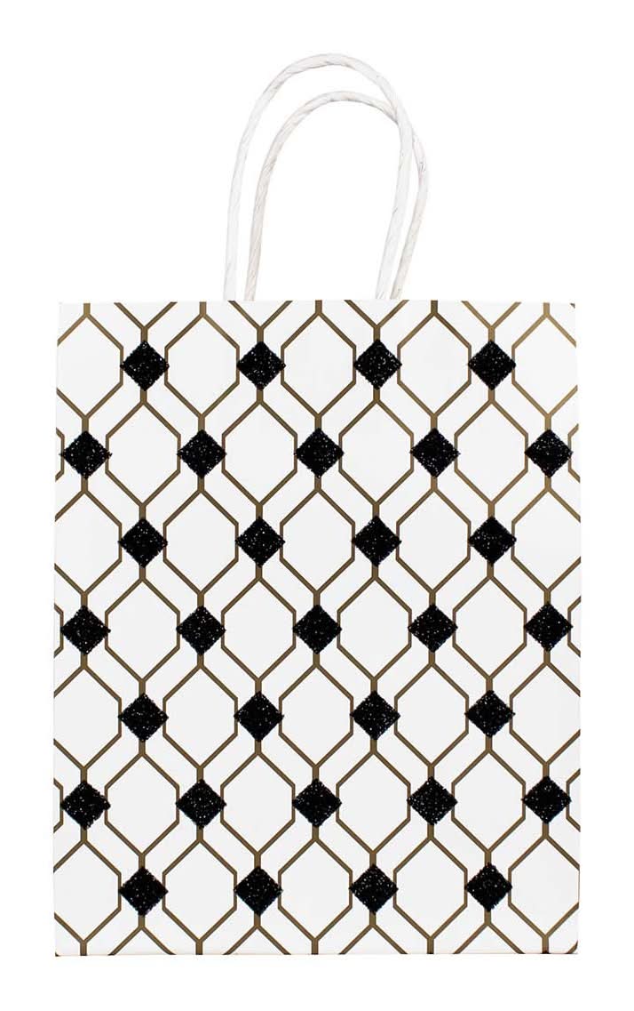 Embossed Geometric-Pattern Gift Bag Medium 1 Ct