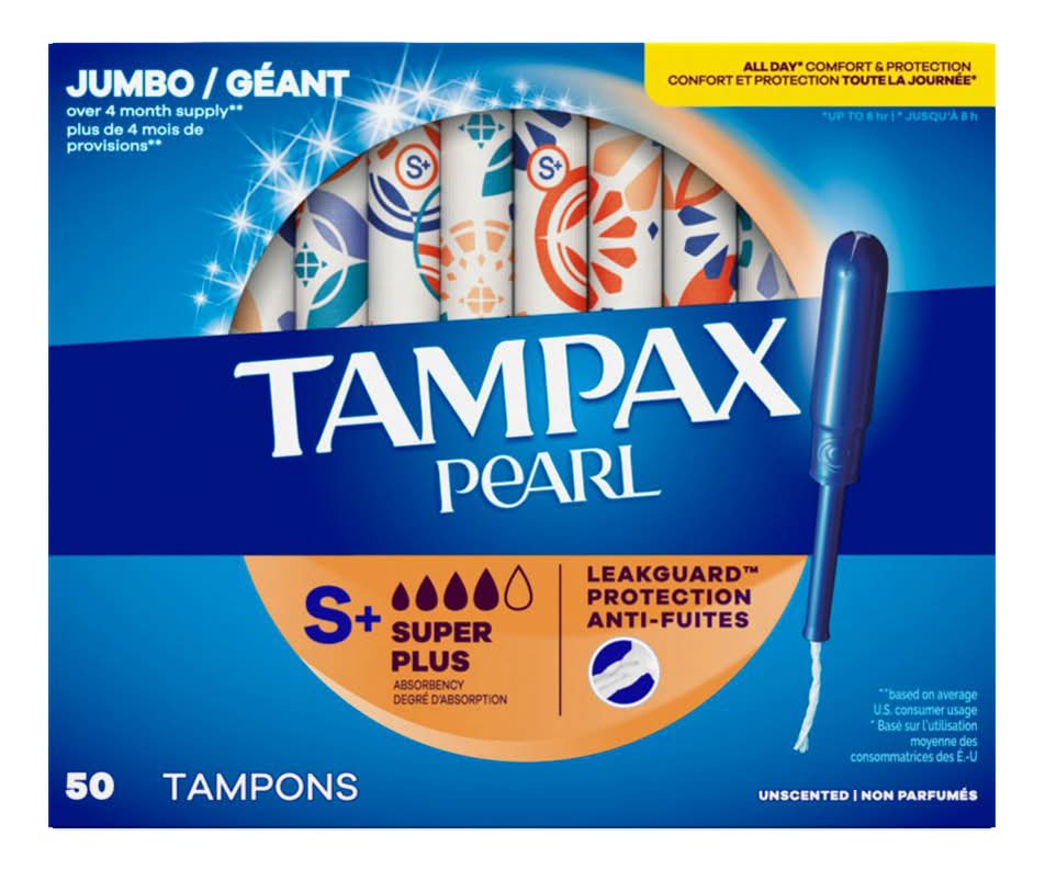 Tampax pearl tampons sans parfum absorption super plus - pearl unscented tampons super plus absorbency (50 unités) (female)