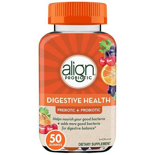 Align Digestive Health Prebiotic + Probiotic Supplement Gummies Fruit - 50.0 ea