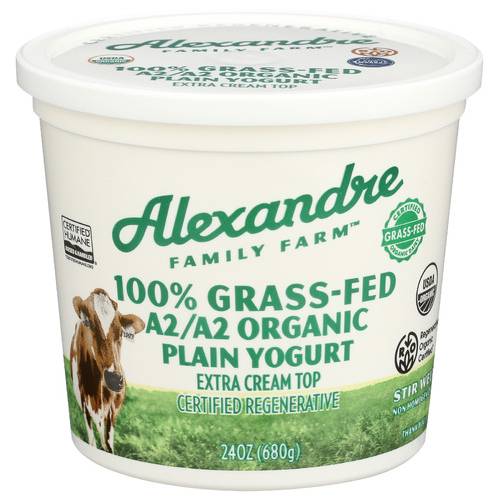 Alexandre Family Farms Orgniac A2/A2 Full Fat Grass Fed Extra Cream Top Yogurt