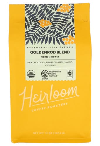 Heirloom Coffee Roasters Organic Goldenrod Blend Medium Roast Whole Bean Coffee
