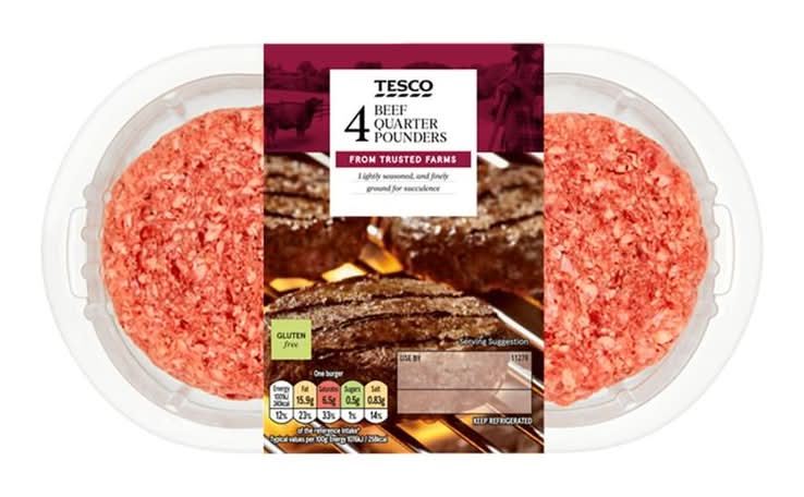 Tesco 4 Beef Quarter Pounders 454g (387701)