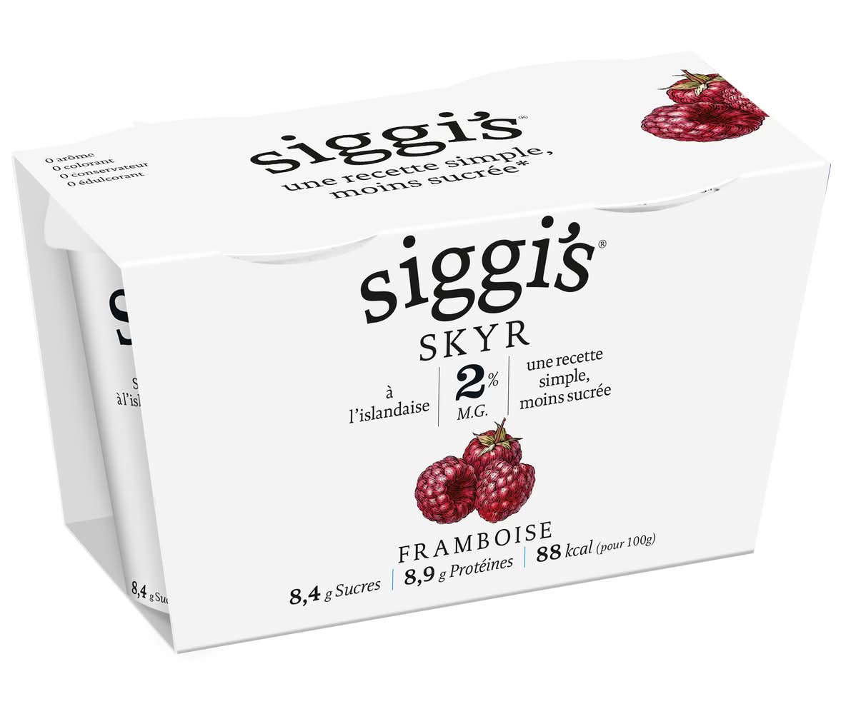 siggi's - Yaourt skyr aromatisé à l'islandaise 2% m.g., framboise (2 x 140g)
