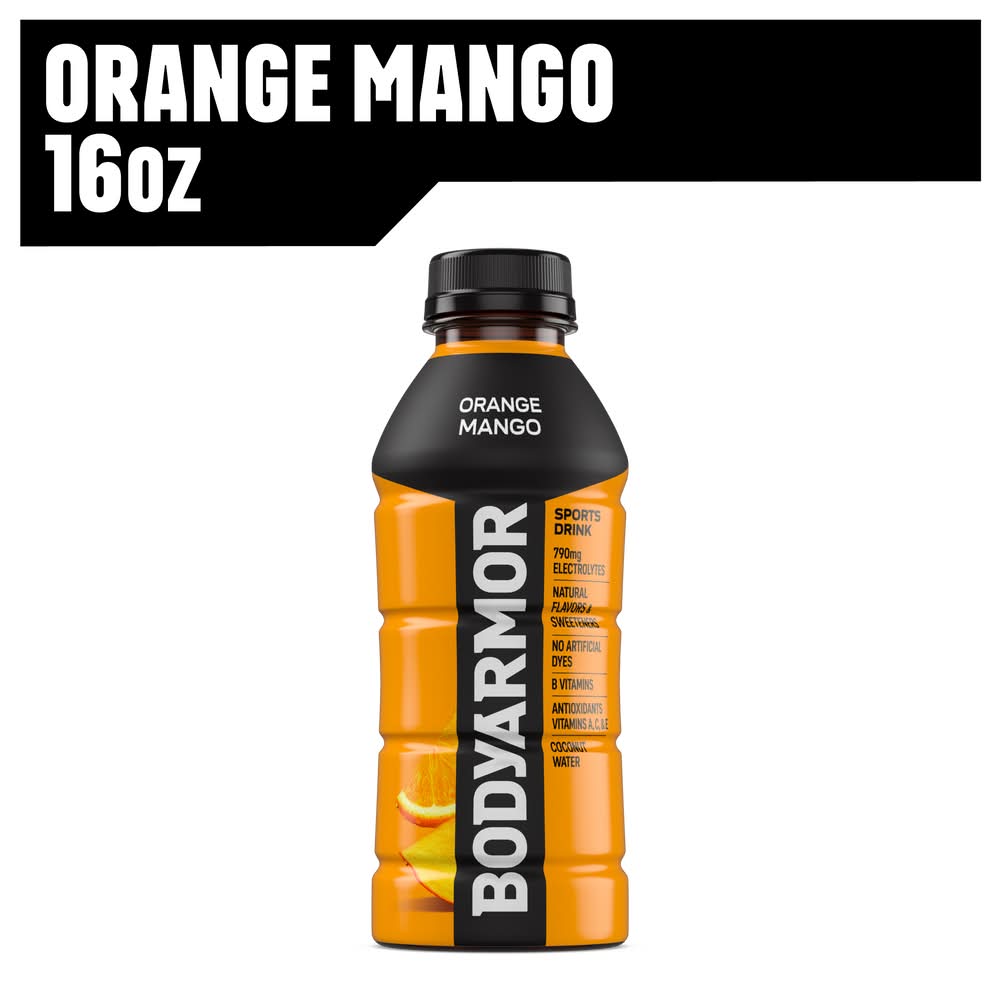 BODYARMOR Gluten Free Superior Hydration Super Sports Drink, Orange Mango (16 fl oz)
