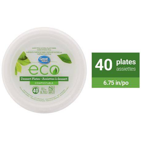 Great Value Eco Compostable Dessert Plates (40 units)