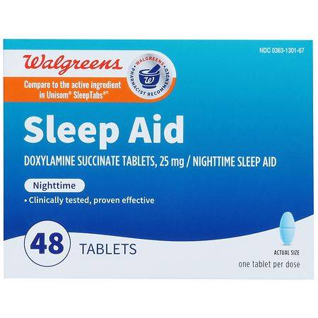 Walgreens Wal-Som Sleep Aid Tablets, Doxylamine Succinate 25 mg (48 ct)