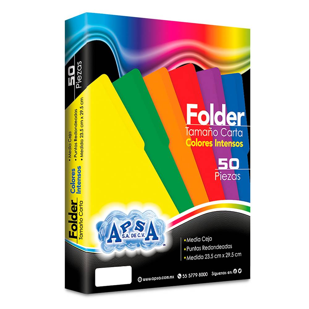 Apsa folder carta colores intensos azul (50 piezas)