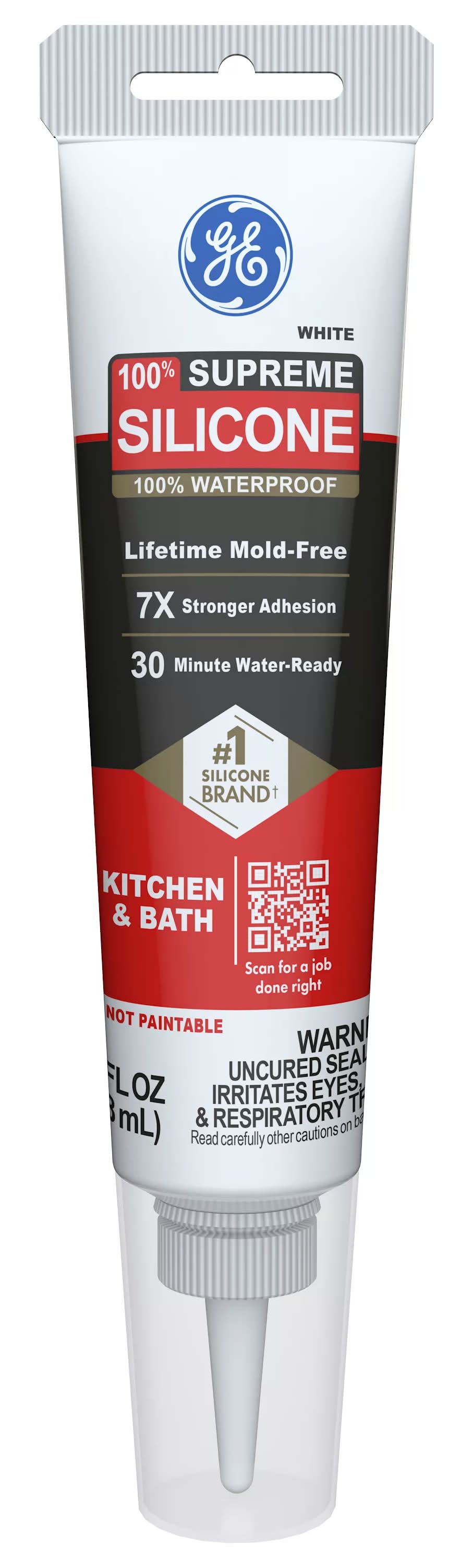 GE Supreme Silicone 2.8-oz Kitchen and Bath White Silicone Caulk