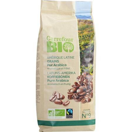 Bio - FID - Café en grains bio pur arabica Amérique Latine CARREFOUR BIO - le paquet de 500g