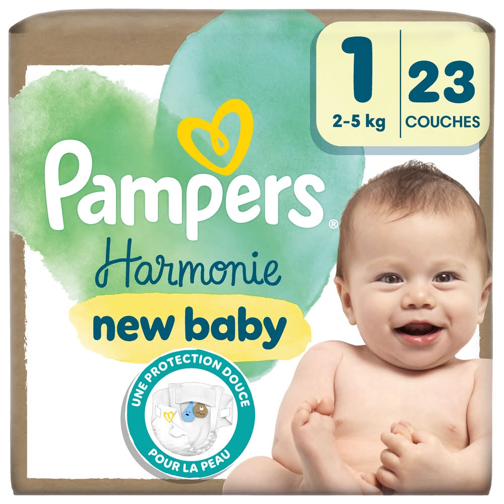 Pampers - Couches bébé harmonie géant 2 - 5 kg, Taille 1 (23)
