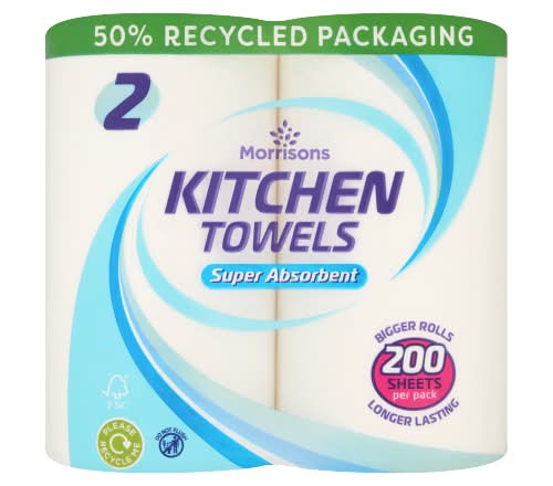 Morrisons Super Absorbent Kitchen Towels Bigger Rolls (2 pack)