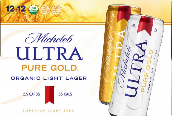 Michelob Ultra Pure Gold Organic Light Lager Beer (12 ct, 12 fl oz)