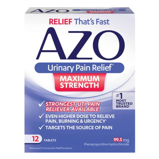 Azo Maximum Strength Urinary Pain Relief Tablets (12 ct)