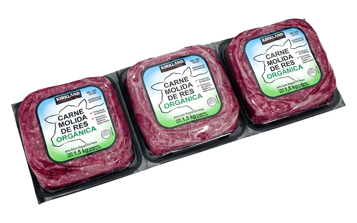 Kirkland Signature · Carne molida de res orgánica (3 x 610 g)