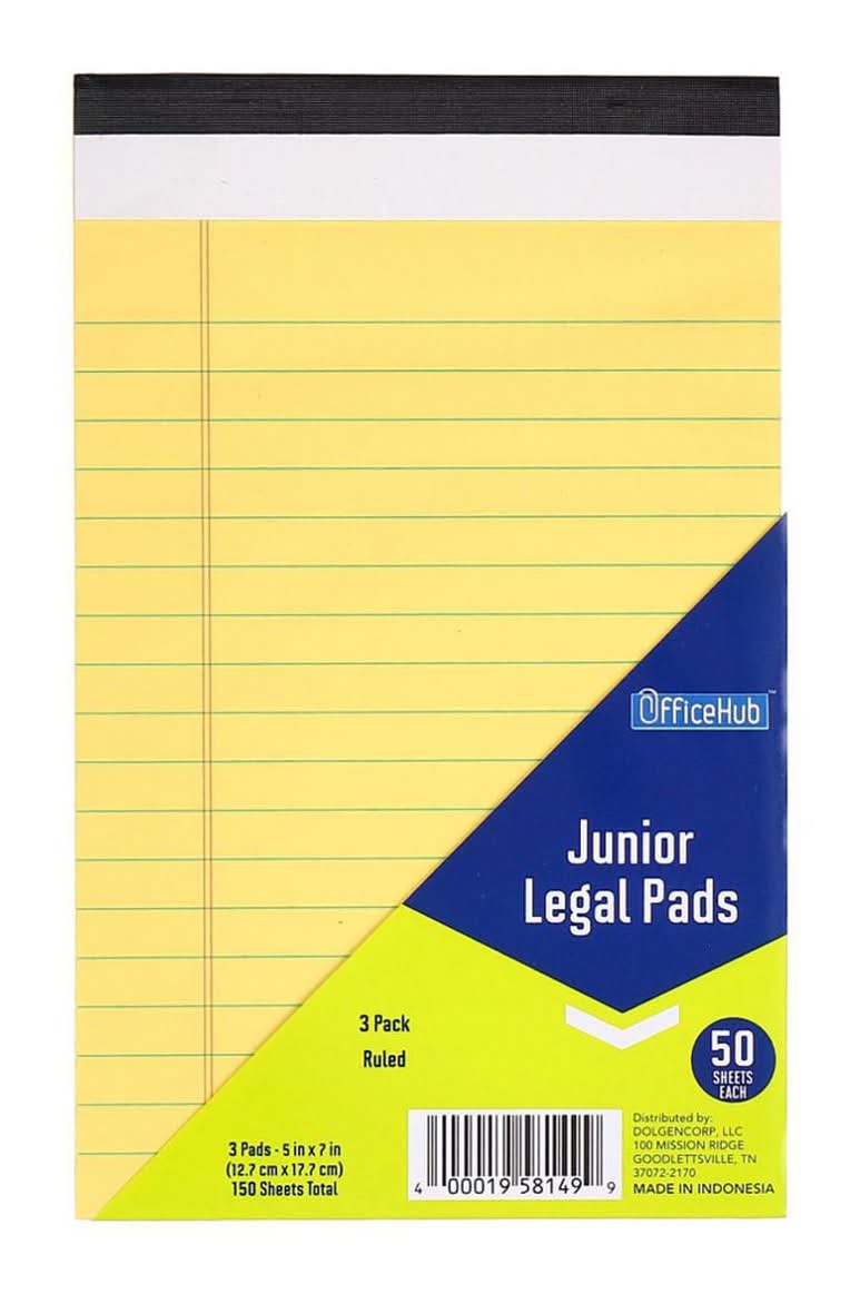 Office Hub Junior Legal Pads 3 Ct
