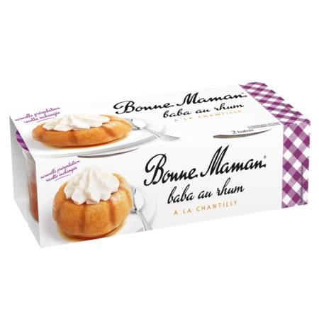 Dessert Baba au rhum à la chantilly BONNE MAMAN - les 2 pots de 140g