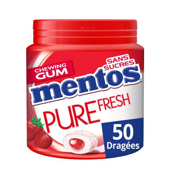 Mentos - Chewing gum fraise sans sucres (50 pièces)