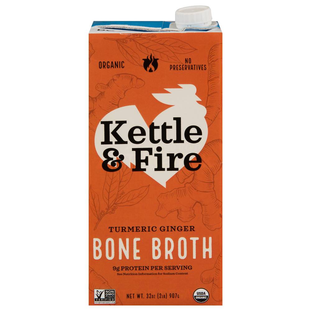 Kettle & Fire Organic Bone Broth, Turmeric-Ginger (32 oz)