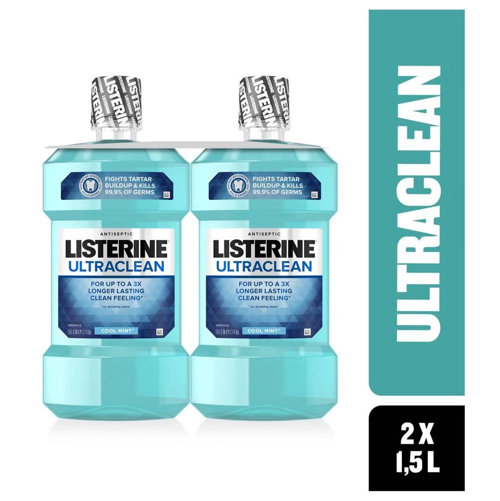 Listerine · Ultraclean enjuague bucal antiséptico, cool mint (2 x 1,5 L)