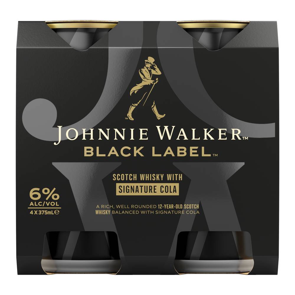 Johnnie Walker Black & Cola Can 375mL X 4 pack