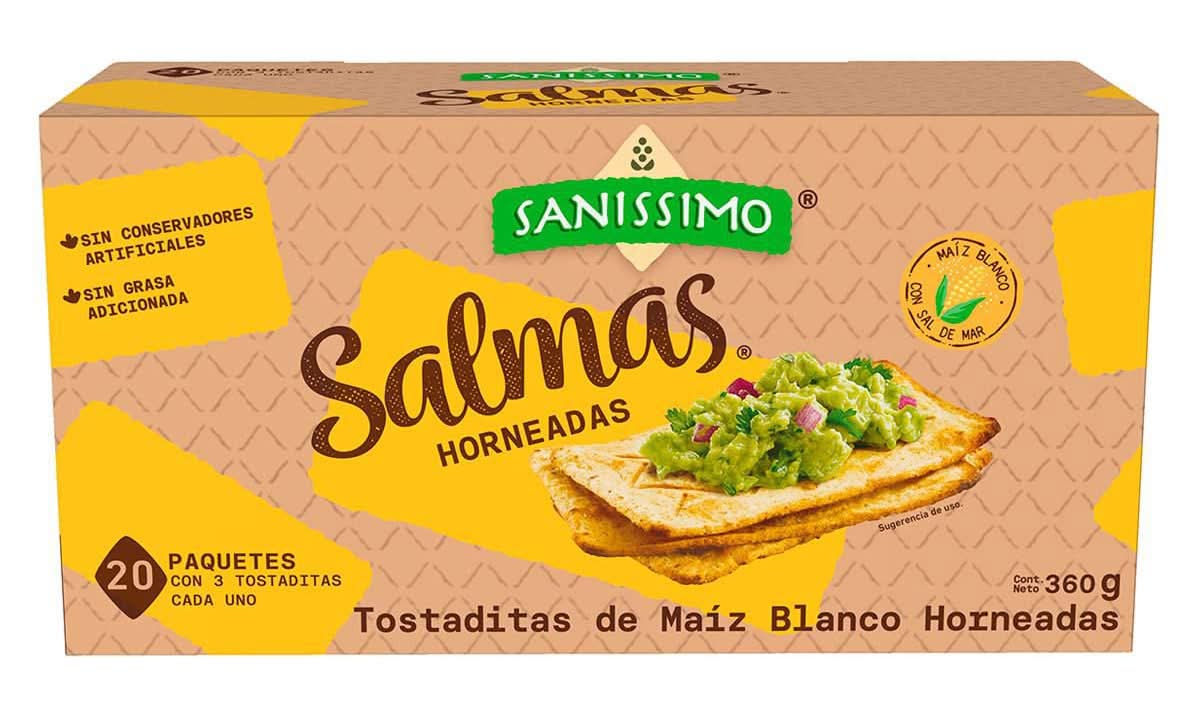 Saníssimo · Salmas tostaditas de maíz blanco horneadas (20 x 3 un)