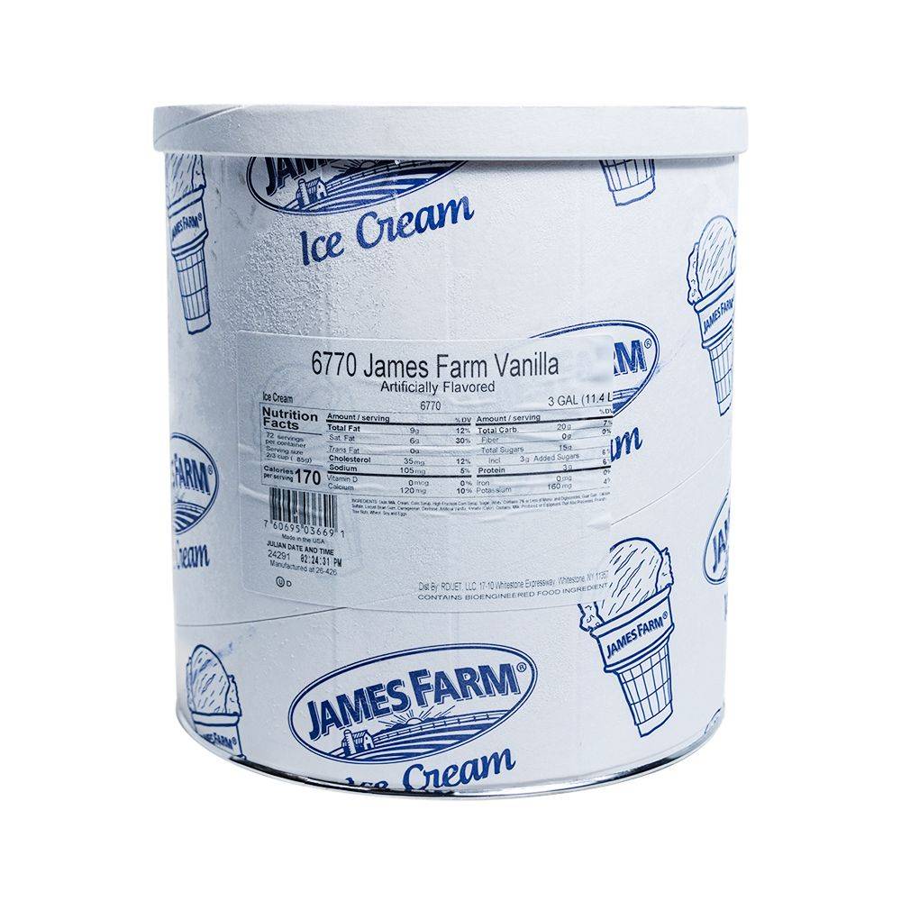 James Farm - Vanilla Ice Cream - 3 gal (Case of 1)