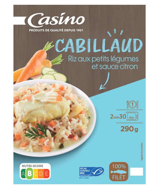 Casino Cabillaud Riz aux Petits Légumes & Sauce Citron 290g