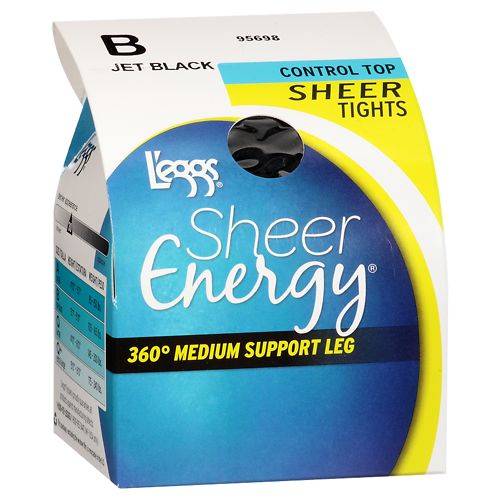 L'eggs Sheer Energy Control Top Sheer Tights - Size B, Jet Black 1.0 pr