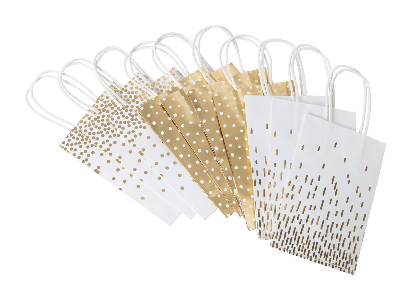 Kraft Small Gift Bags 10-Pack Gold Dots