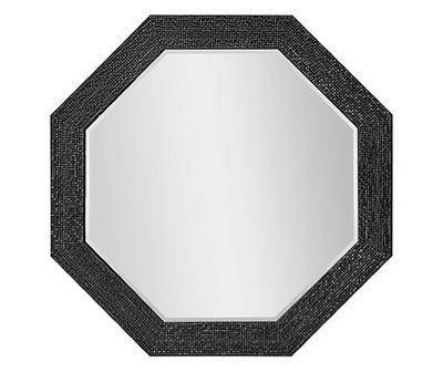 Faux Wood Octagonal Wall Mirror, Black