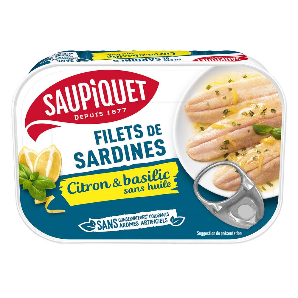 Saupiquet - Filets de sardines, citron - basilic (100g)