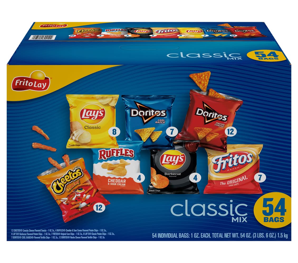 Frito-Lay Classic Mix Chips Variety pack, Assorted (54 x 1 oz)