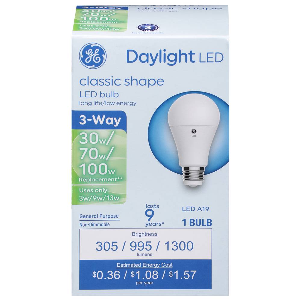 General Electric 3/9/13 Watts Daylight 3-way Classic Shape Led Light Bulb
