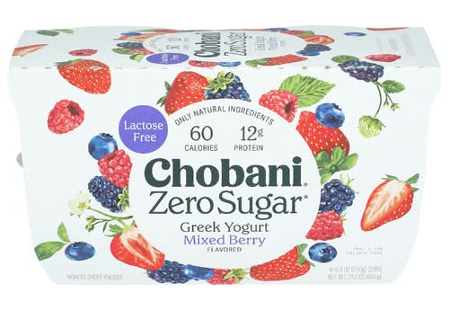 Chobani Mixed Berry Zero Sugar Greek Yogurt 4 pack